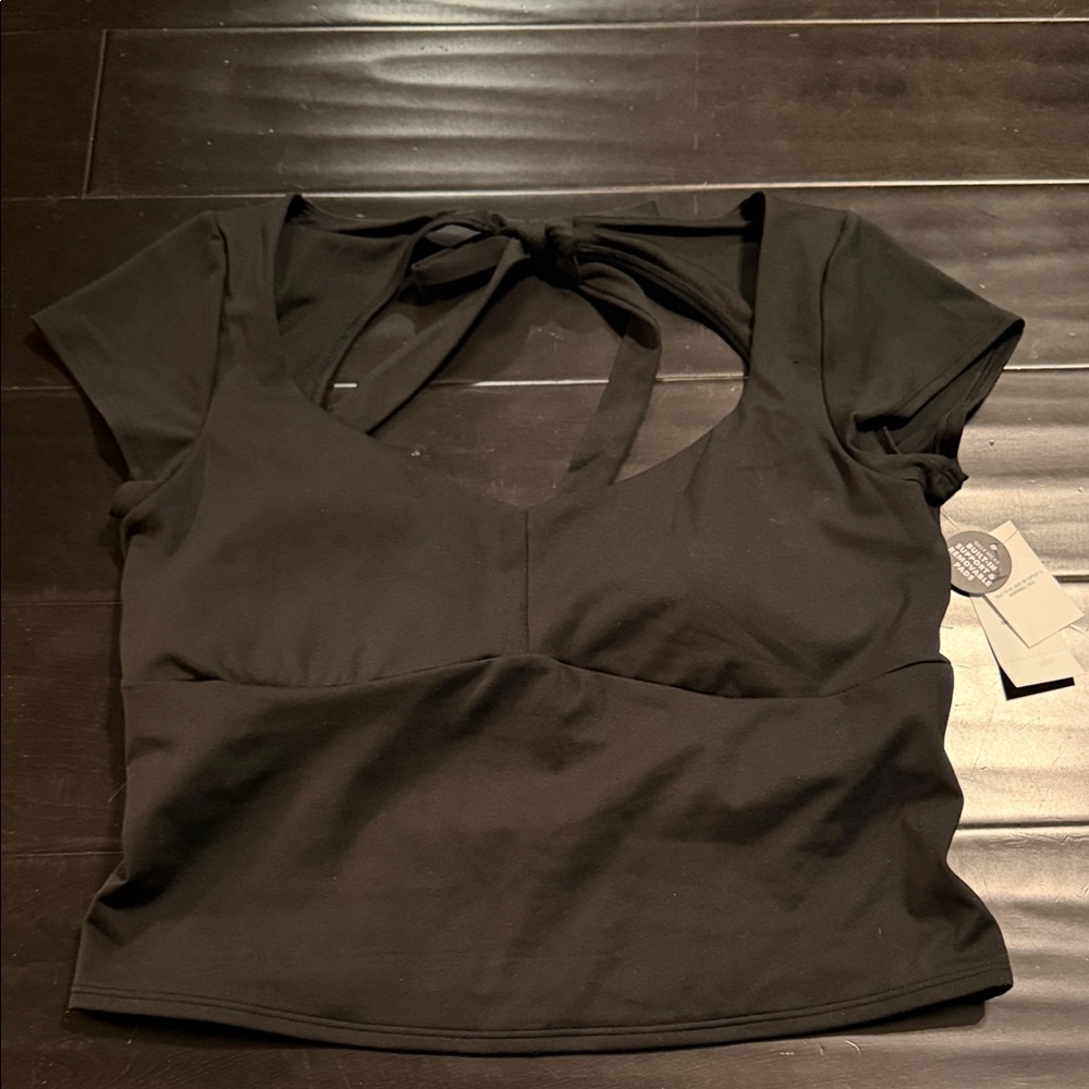 Gilly Hicks Black Tie-Back Crop Top